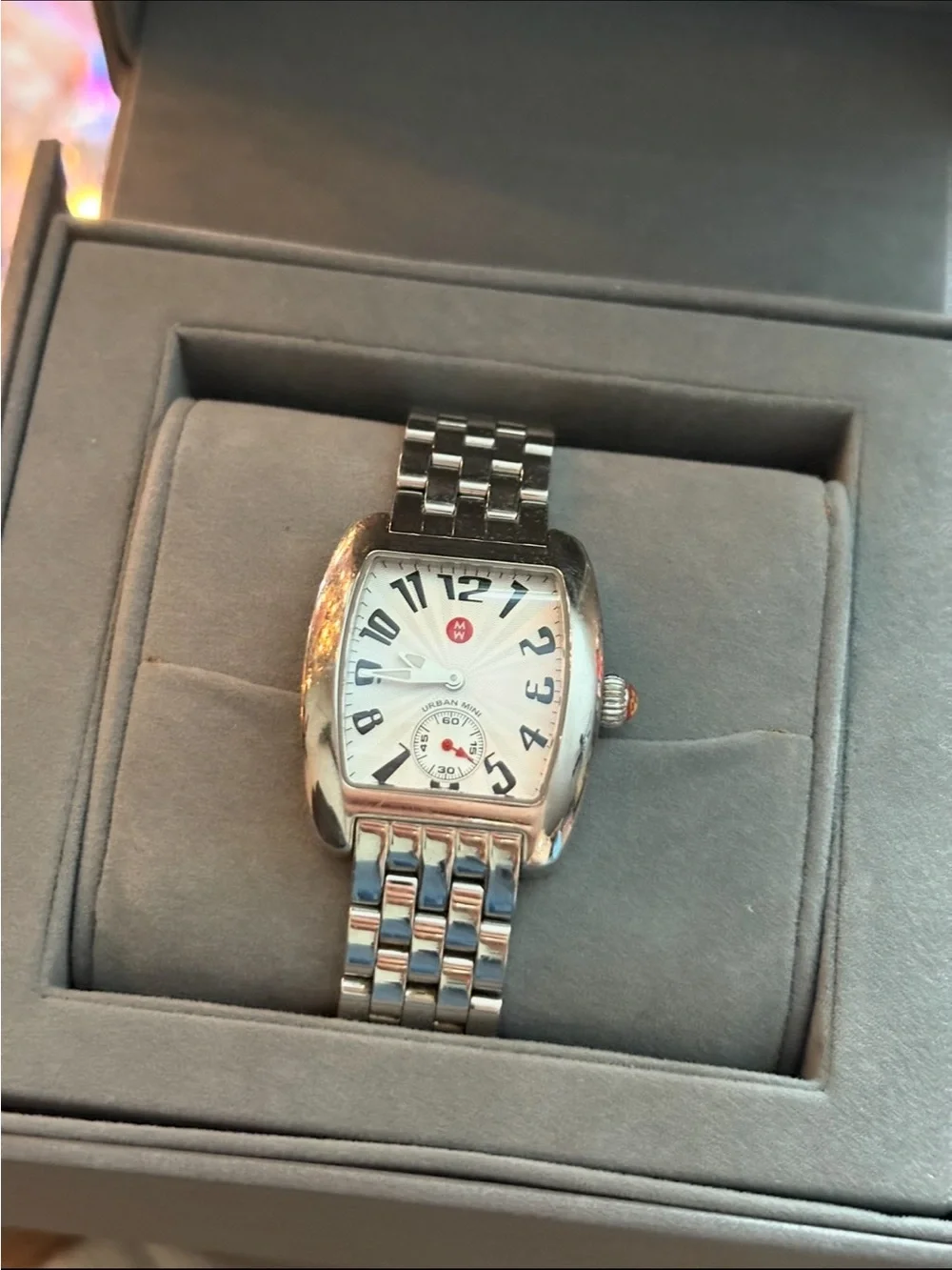 Michele Silver Stainless Steel Watch with White Dial